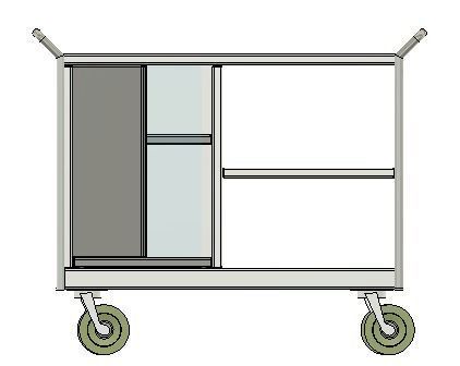 Trolly stainless steel trolley with two shelves 3D model_2