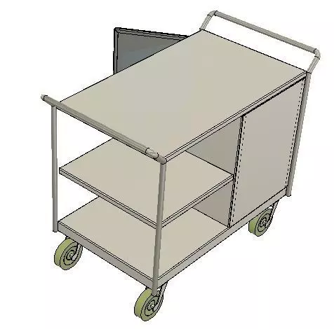 Trolly stainless steel trolley with two shelves 3D model_0