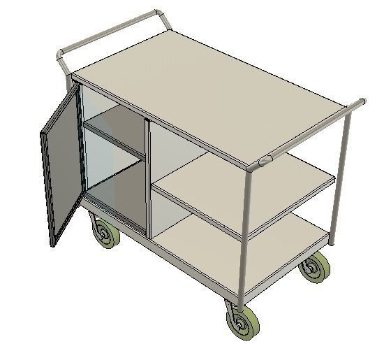 Trolly stainless steel trolley with two shelves 3D model_5