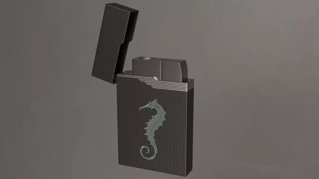 Lighter with seahorse Free 3D model