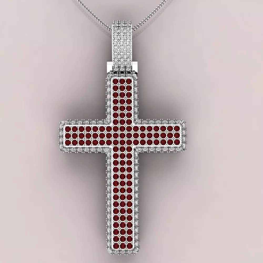 Diamond cross pendent  3D print model_0
