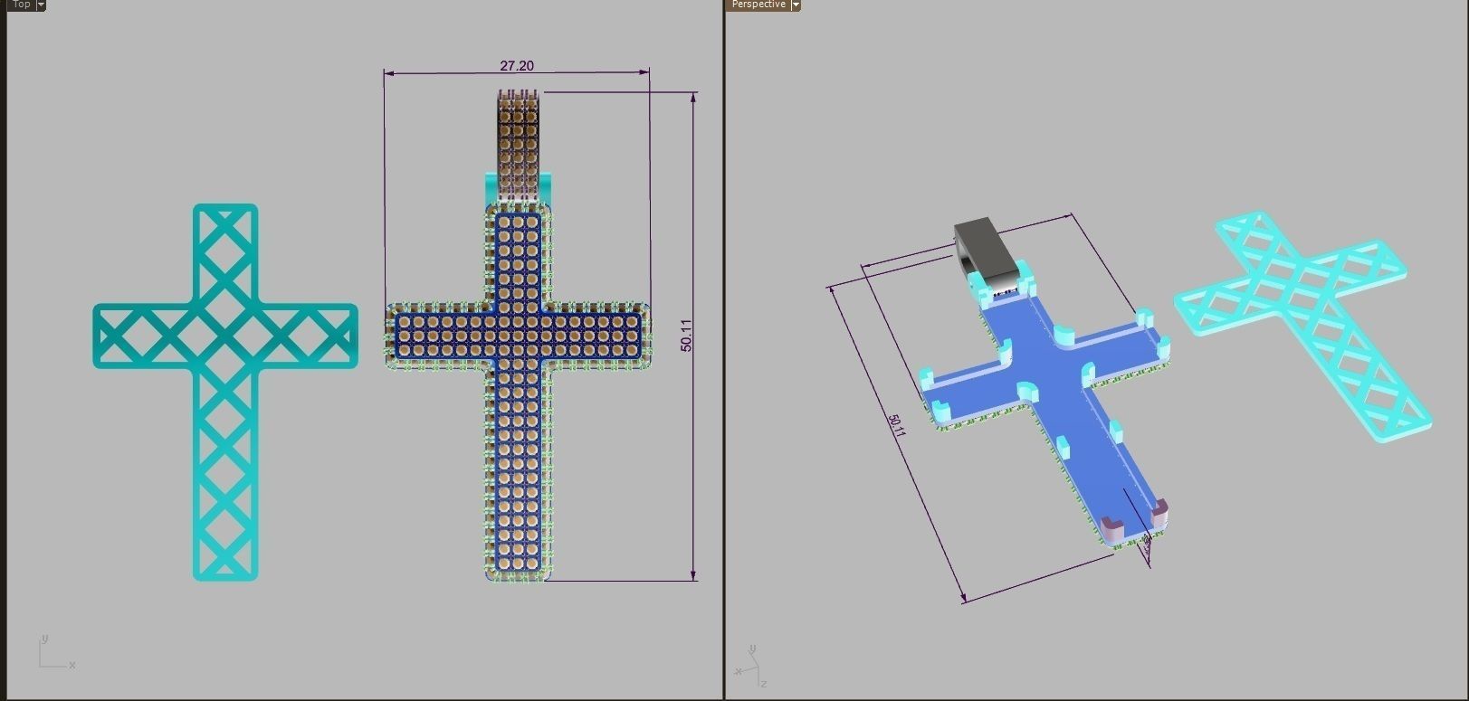 Diamond cross pendent  3D print model_2