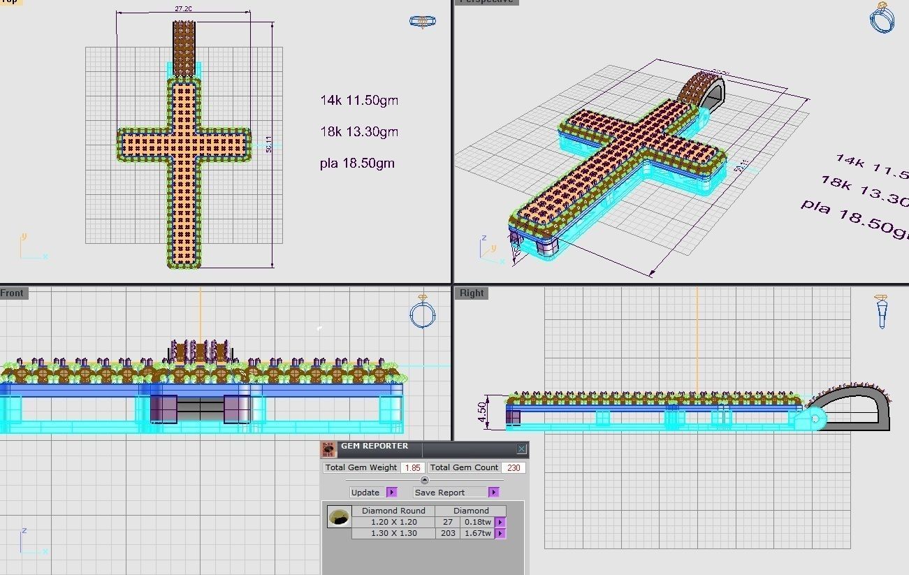 Diamond cross pendent  3D print model_3