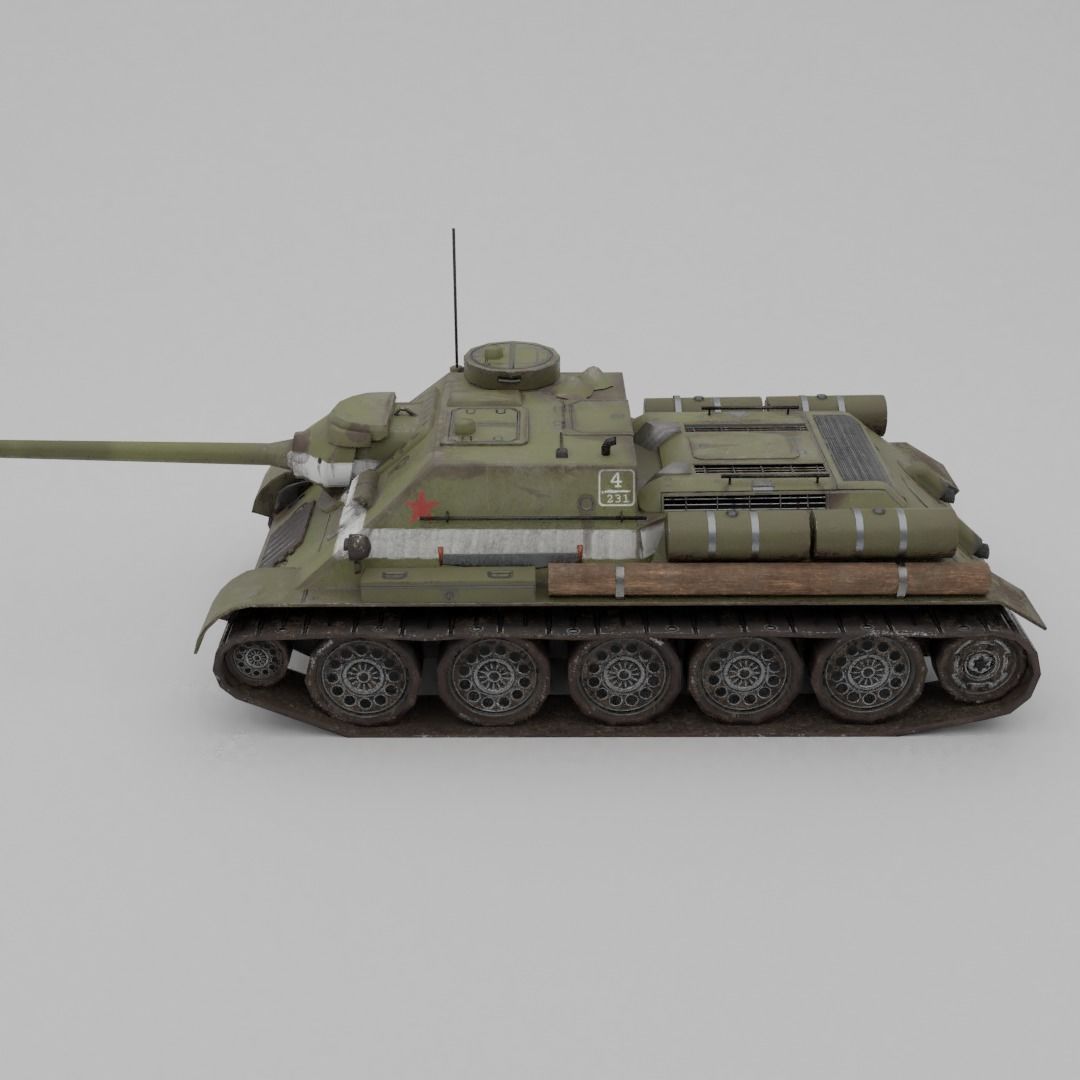 SU-100 Tank Destroyer Low-poly 3D model_17