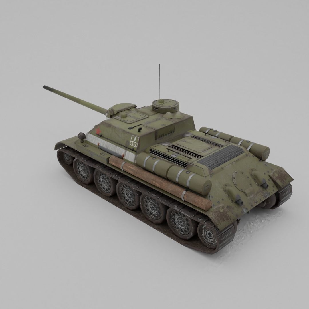SU-100 Tank Destroyer Low-poly 3D model_16