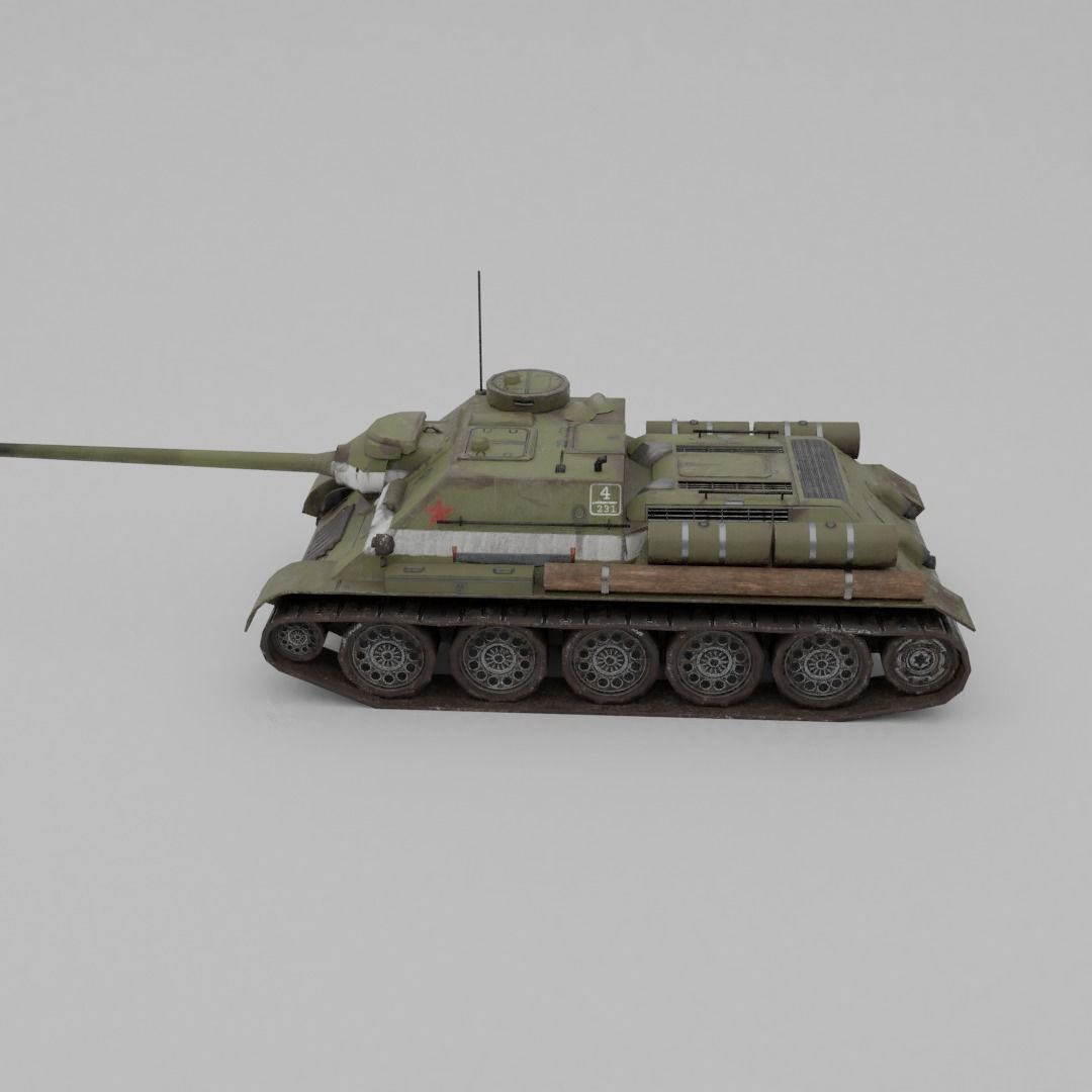 SU-100 Tank Destroyer Low-poly 3D model_31