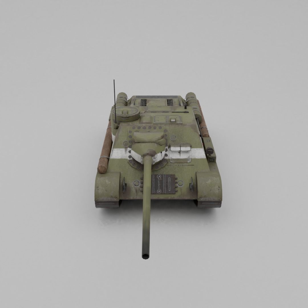 SU-100 Tank Destroyer Low-poly 3D model_11