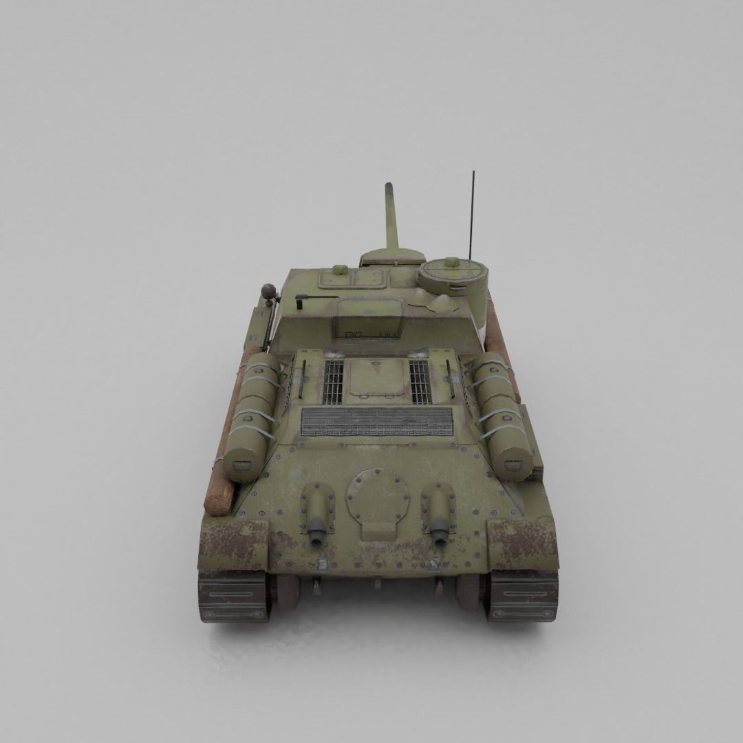 SU-100 Tank Destroyer Low-poly 3D model_15