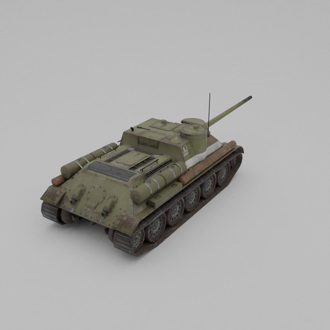SU-100 Tank Destroyer Low-poly 3D model_26