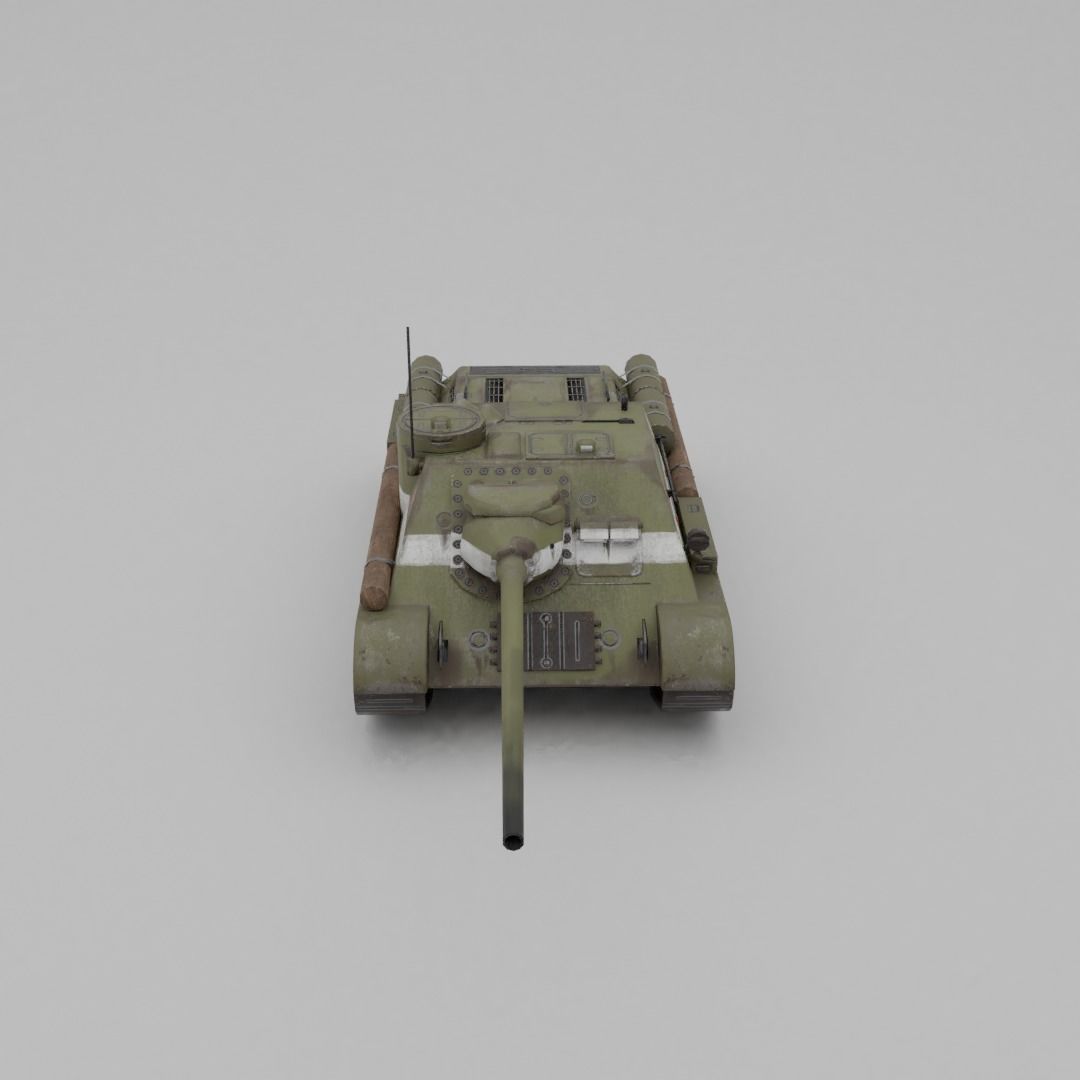 SU-100 Tank Destroyer Low-poly 3D model_20