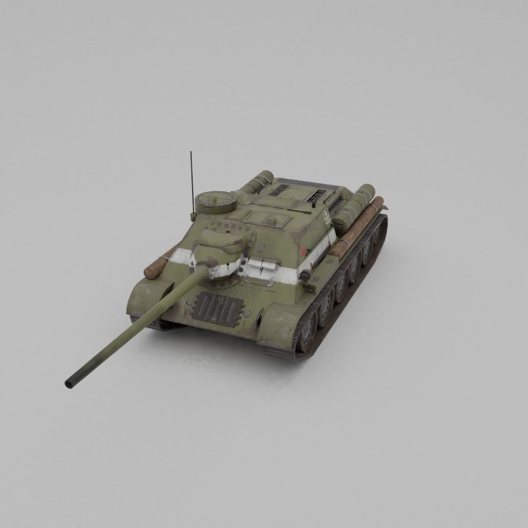 SU-100 Tank Destroyer Low-poly 3D model_19