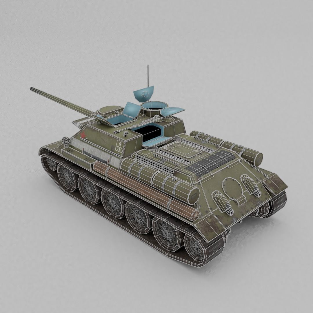 SU-100 Tank Destroyer Low-poly 3D model_10