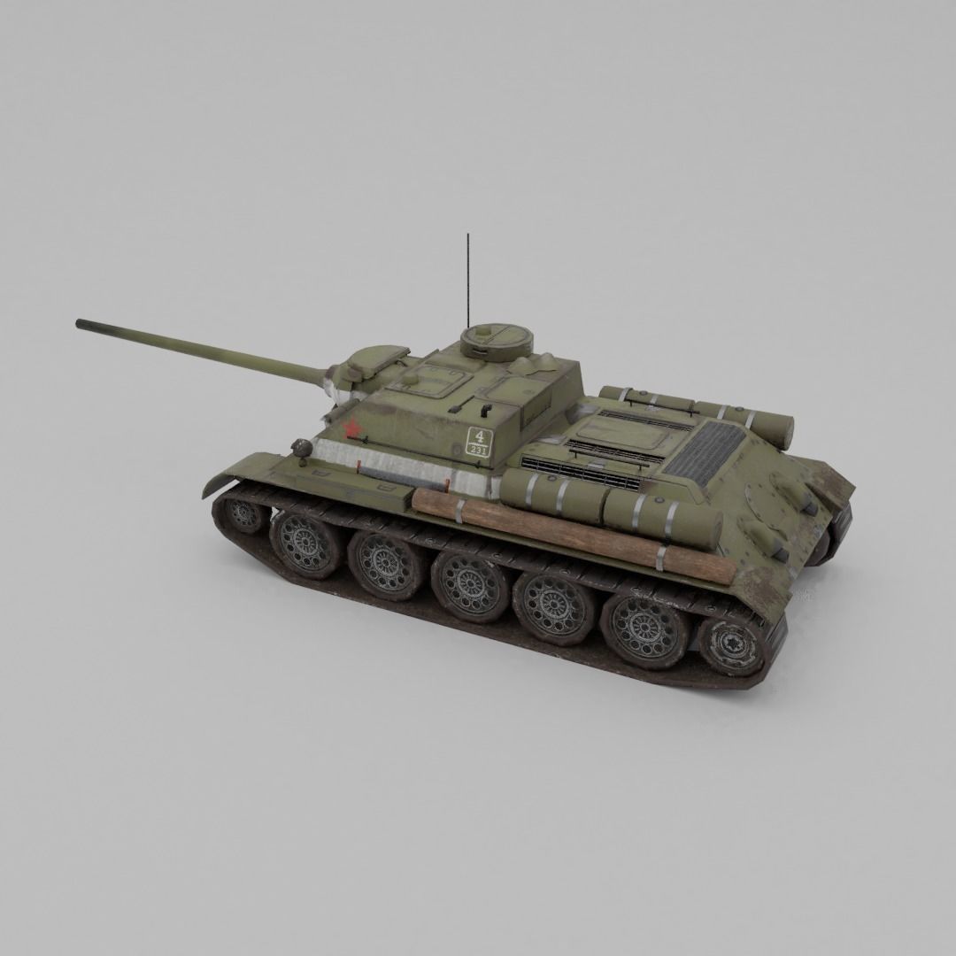 SU-100 Tank Destroyer Low-poly 3D model_30