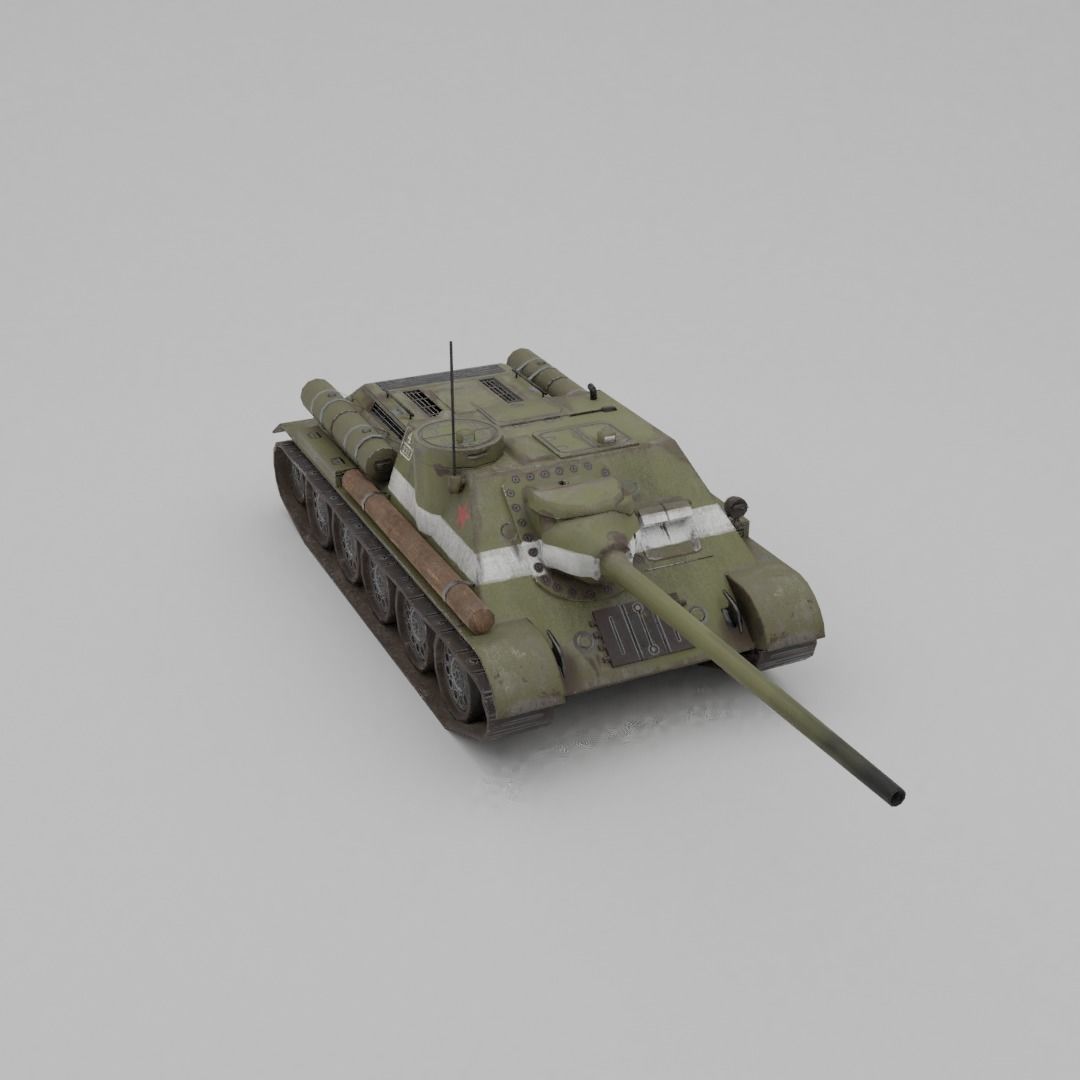 SU-100 Tank Destroyer Low-poly 3D model_21
