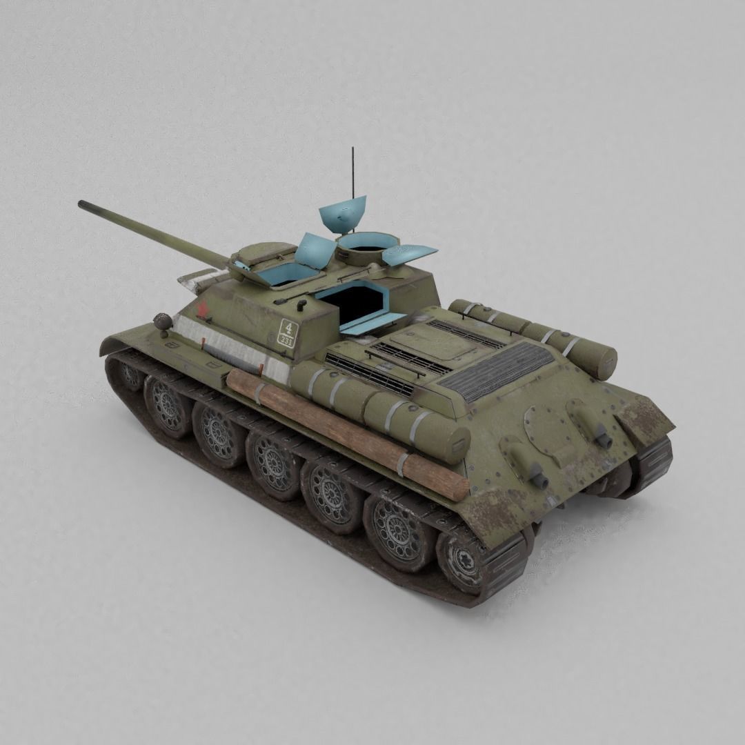 SU-100 Tank Destroyer Low-poly 3D model_9