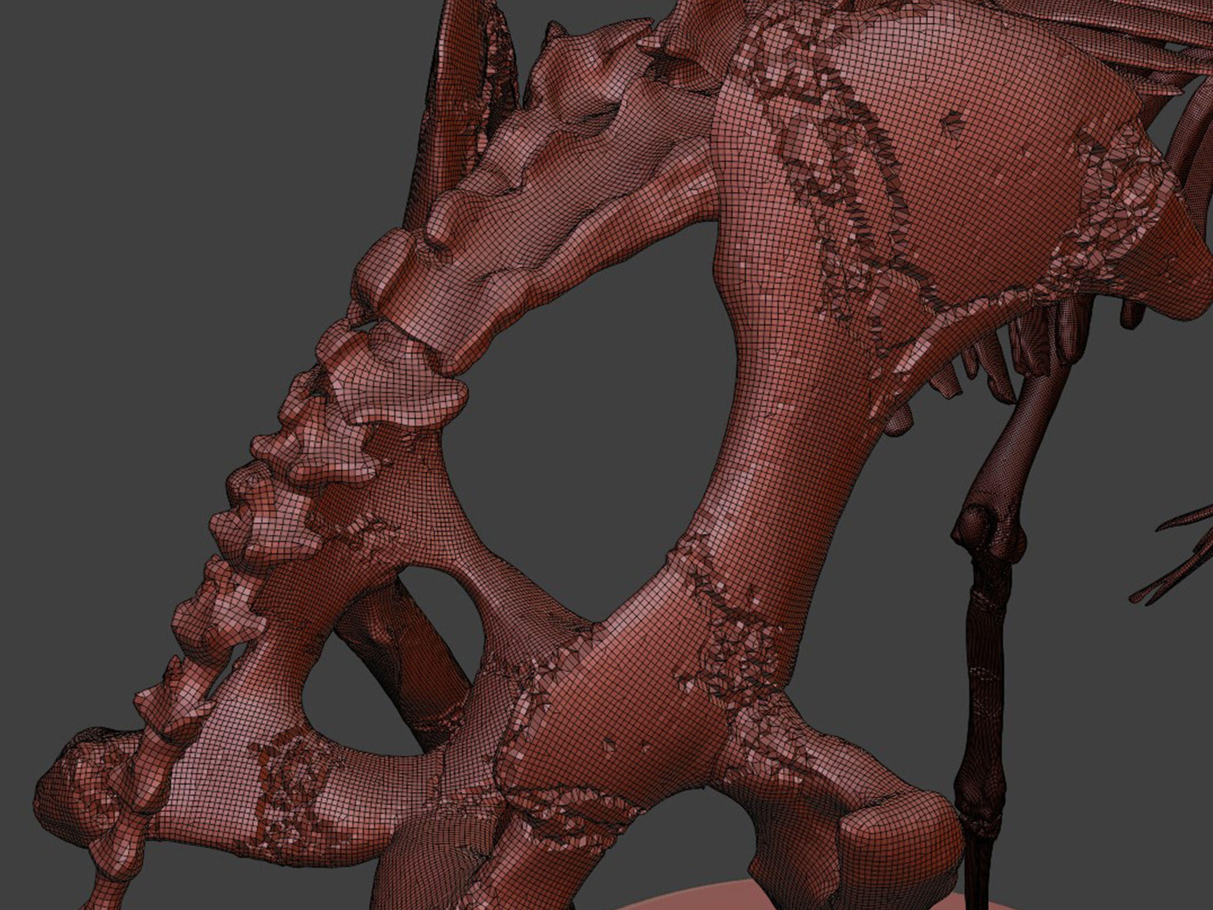 Silver Llama Skeleton 3D model_9