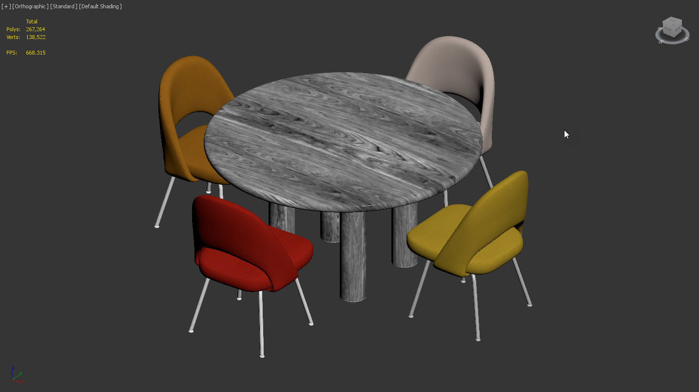 Dinning Set 02 by Knoll 3D model_9