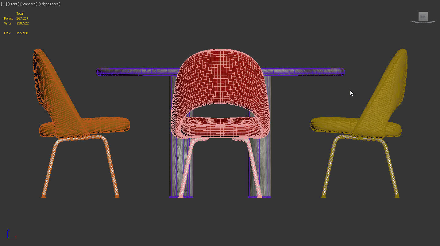 Dinning Set 02 by Knoll 3D model_8