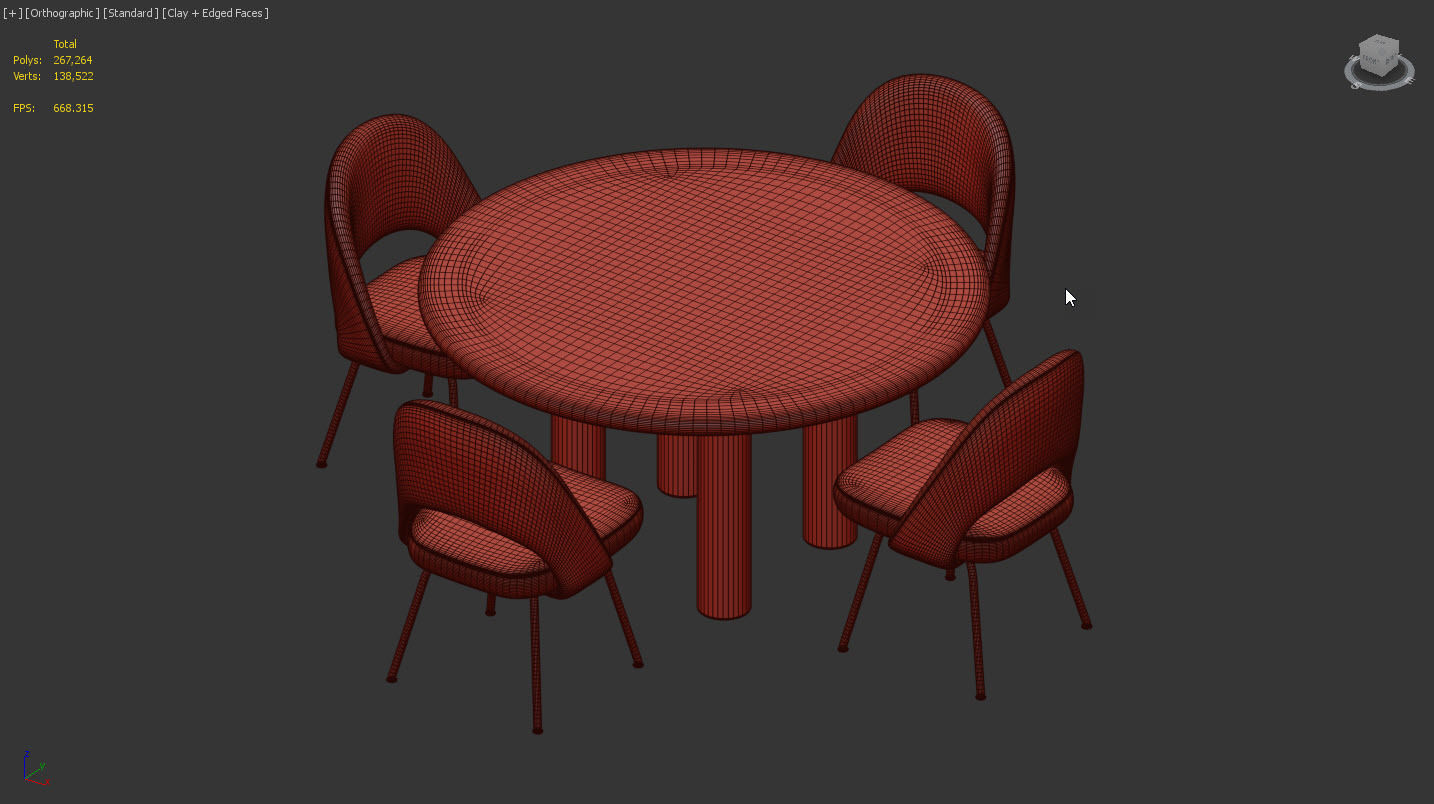 Dinning Set 02 by Knoll 3D model_11