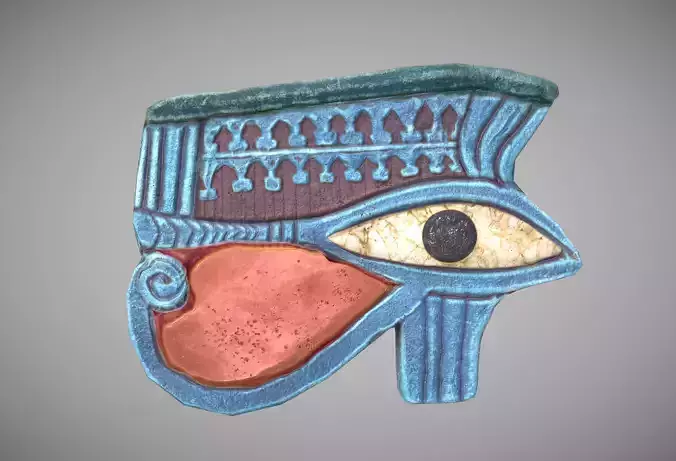 Faience wedjat eye amulet Low-poly 3D model