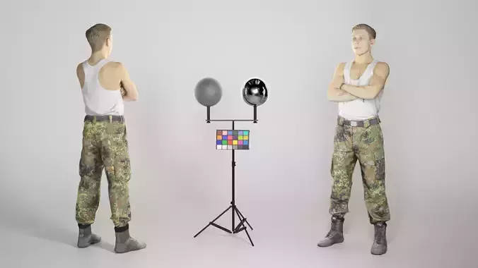 Military young man in white tank top 263 Low-poly 3D model