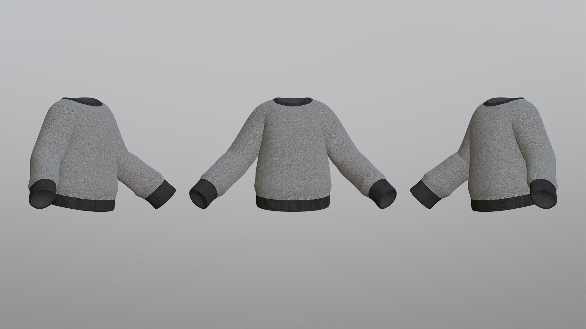 Grey Sweater Low-poly 3D model_2
