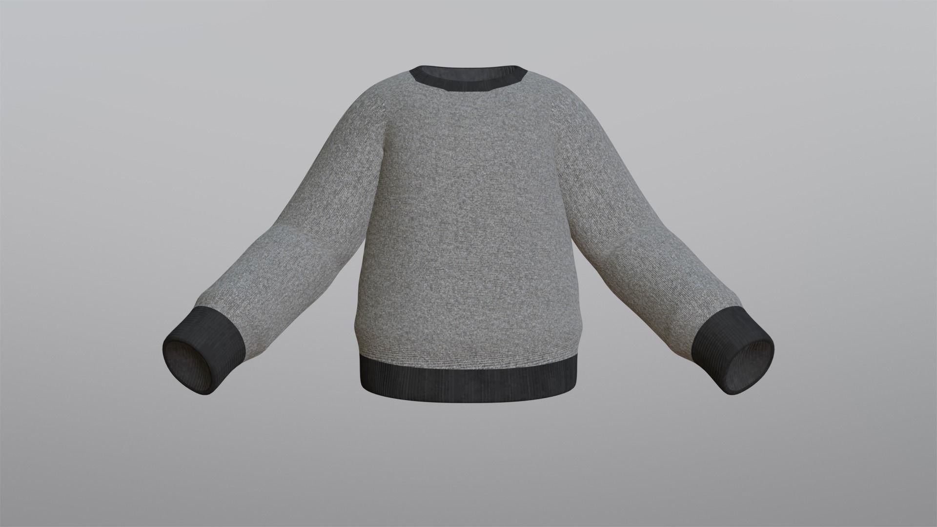 Grey Sweater Low-poly 3D model_8