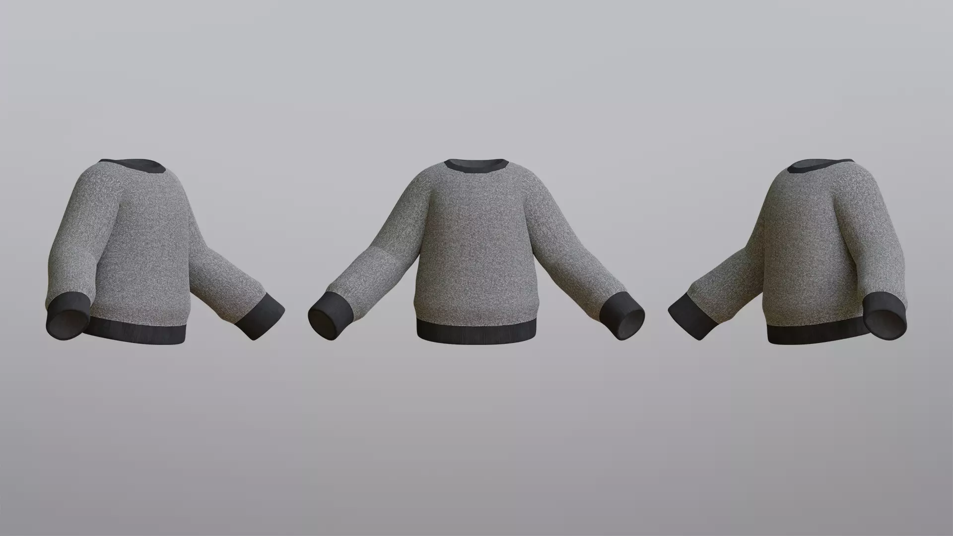 Grey Sweater Low-poly 3D model_0