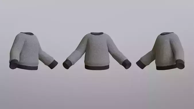 Grey Sweater Low-poly 3D model Grey Sweater Low-poly 3D model