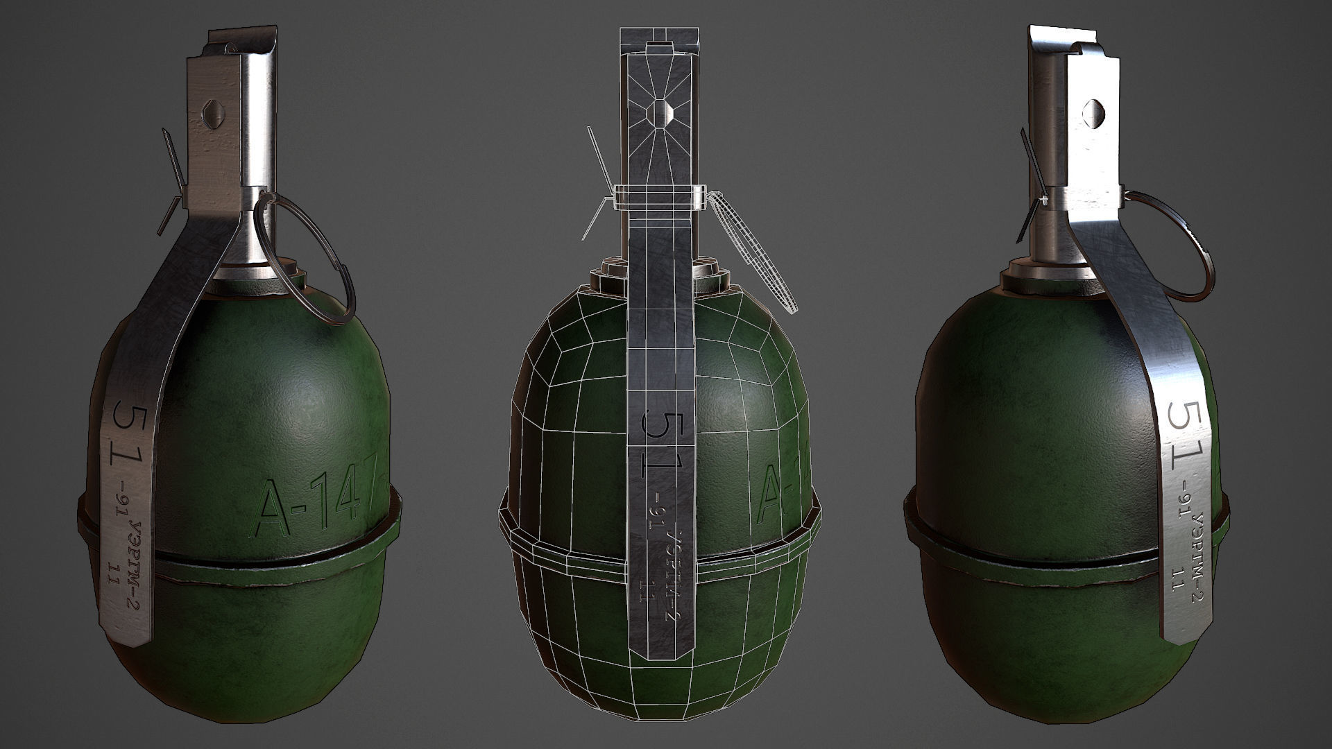 Grenades pack RGD5 F1 RG42 Low-poly 3D model_7