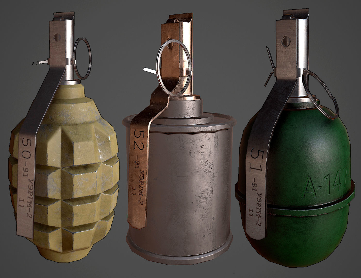 Grenades pack RGD5 F1 RG42 Low-poly 3D model_0