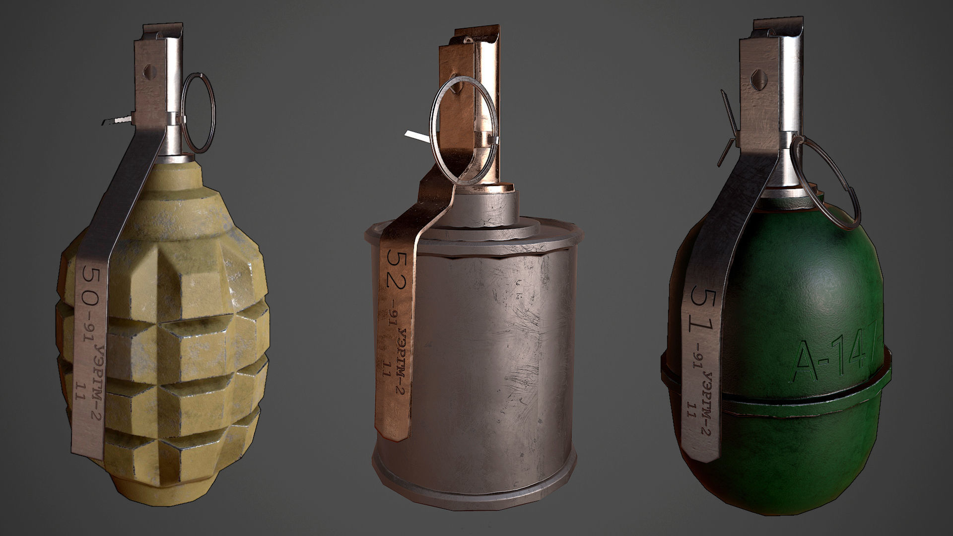 Grenades pack RGD5 F1 RG42 Low-poly 3D model_8