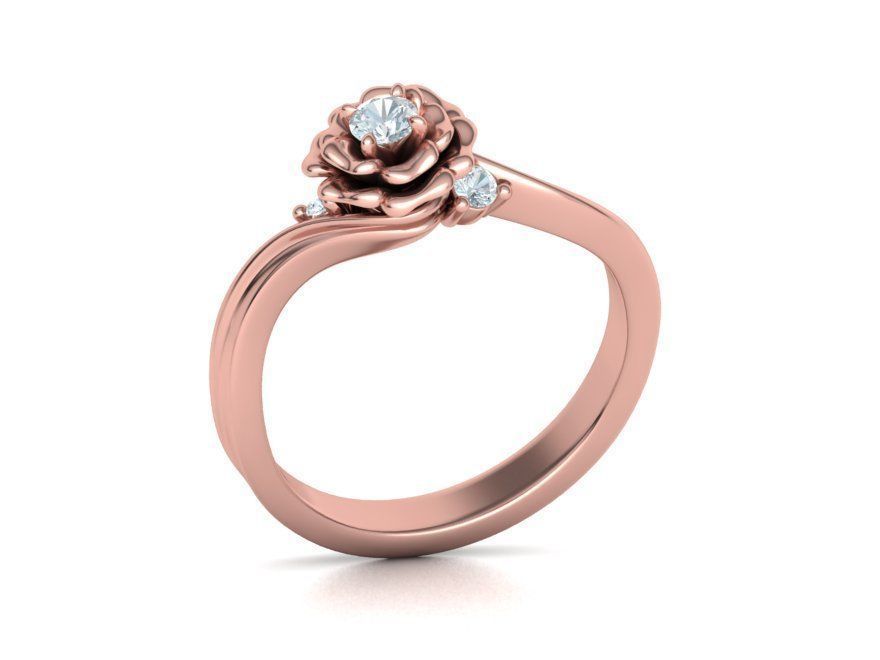 Own Design Solitaire Rose ring 3dmodel with 3mm stone 3D print model_7