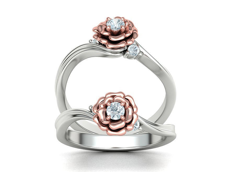 Own Design Solitaire Rose ring 3dmodel with 3mm stone 3D print model_1