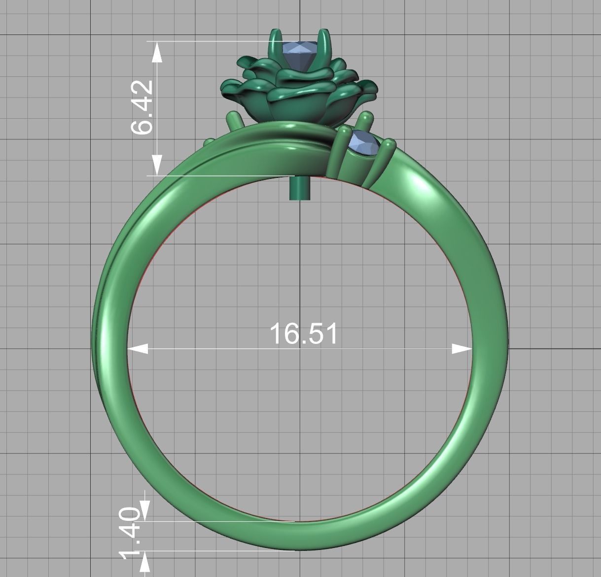 Own Design Solitaire Rose ring 3dmodel with 3mm stone 3D print model_14