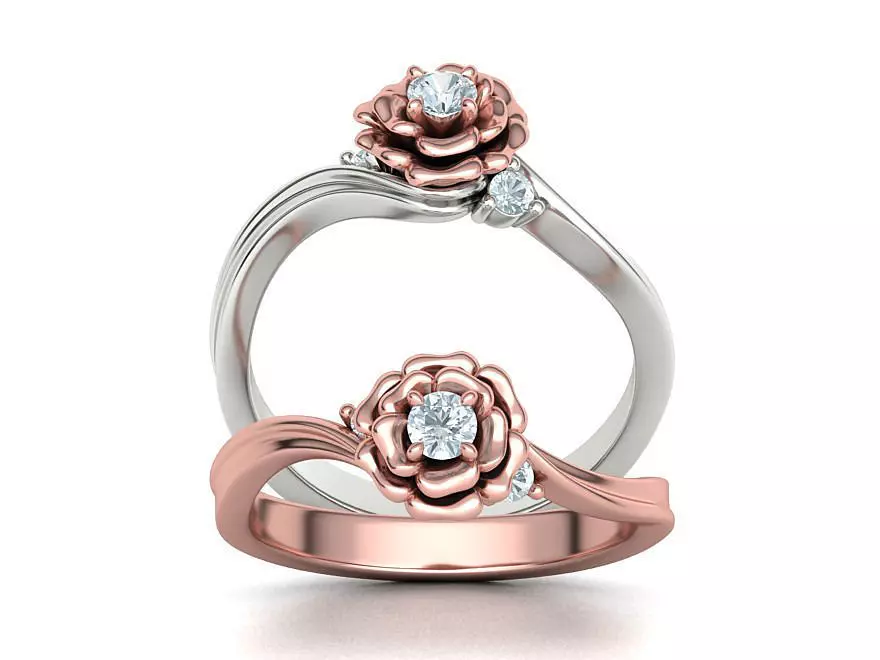 Own Design Solitaire Rose ring 3dmodel with 3mm stone 3D print model_0