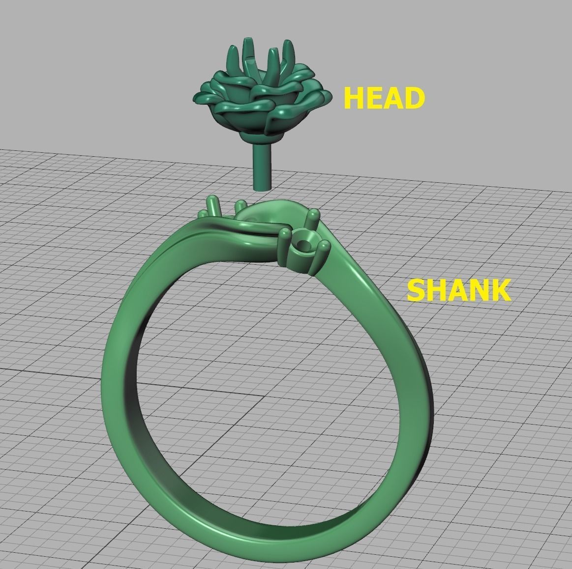 Own Design Solitaire Rose ring 3dmodel with 3mm stone 3D print model_20