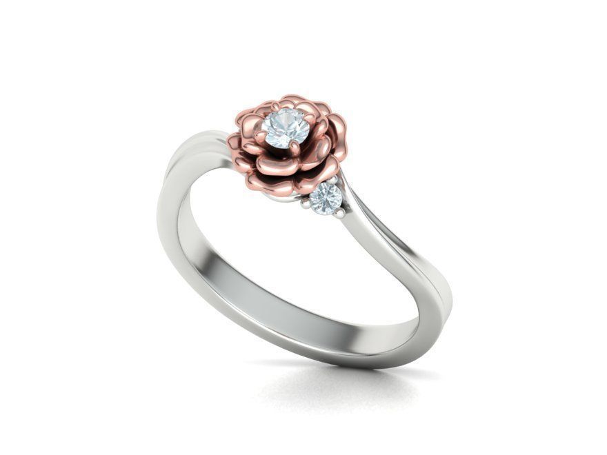 Own Design Solitaire Rose ring 3dmodel with 3mm stone 3D print model_24