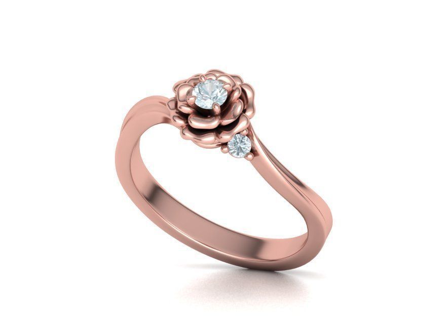 Own Design Solitaire Rose ring 3dmodel with 3mm stone 3D print model_21