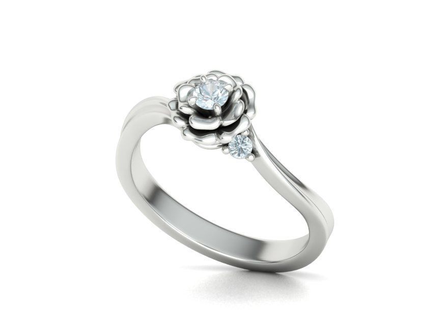 Own Design Solitaire Rose ring 3dmodel with 3mm stone 3D print model_22