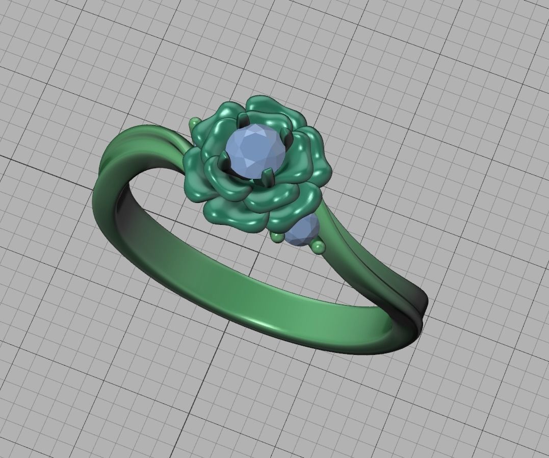 Own Design Solitaire Rose ring 3dmodel with 3mm stone 3D print model_17
