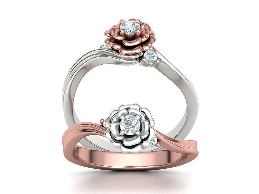 Own Design Solitaire Rose ring 3dmodel with 3mm stone 3D print model_2