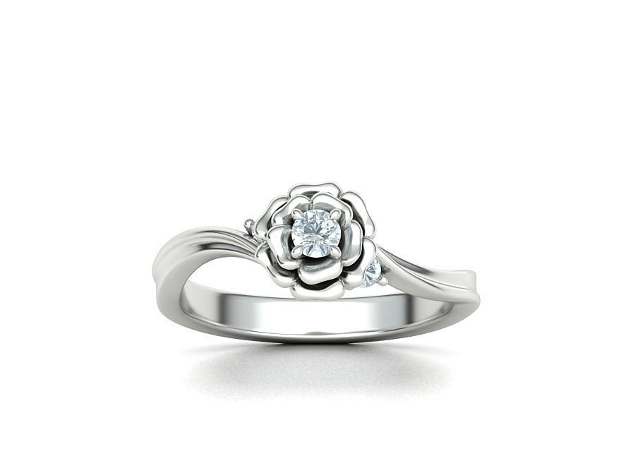 Own Design Solitaire Rose ring 3dmodel with 3mm stone 3D print model_5