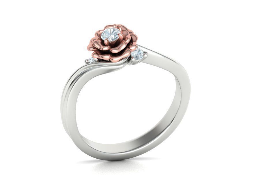 Own Design Solitaire Rose ring 3dmodel with 3mm stone 3D print model_8