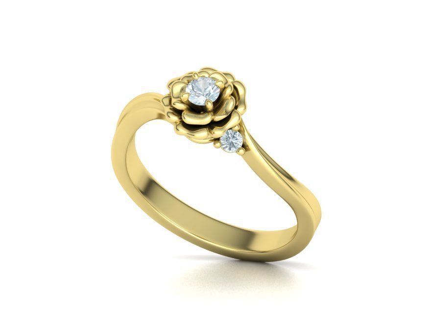 Own Design Solitaire Rose ring 3dmodel with 3mm stone 3D print model_23