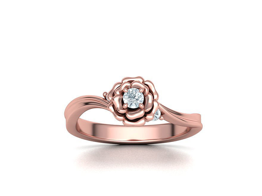 Own Design Solitaire Rose ring 3dmodel with 3mm stone 3D print model_3