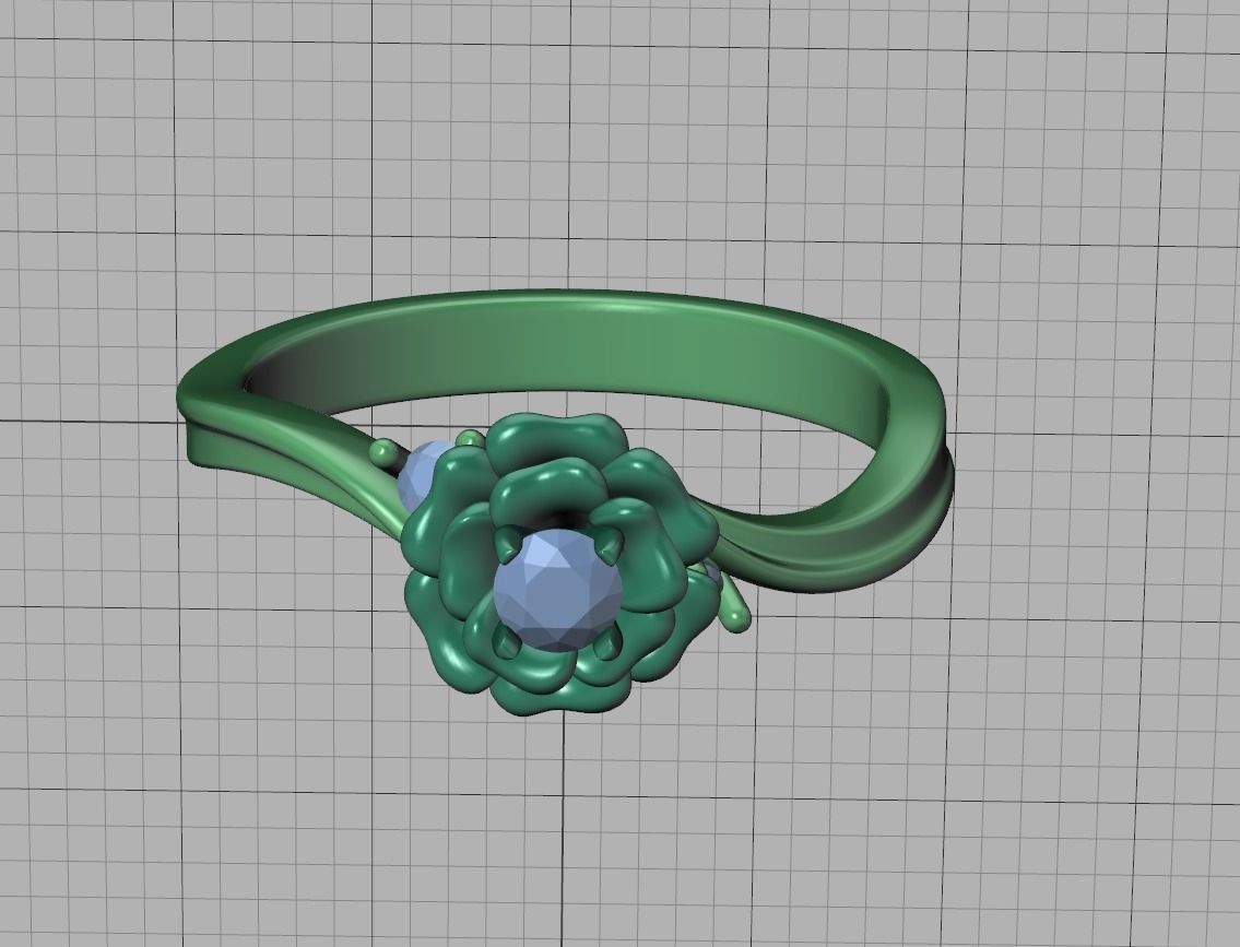 Own Design Solitaire Rose ring 3dmodel with 3mm stone 3D print model_19