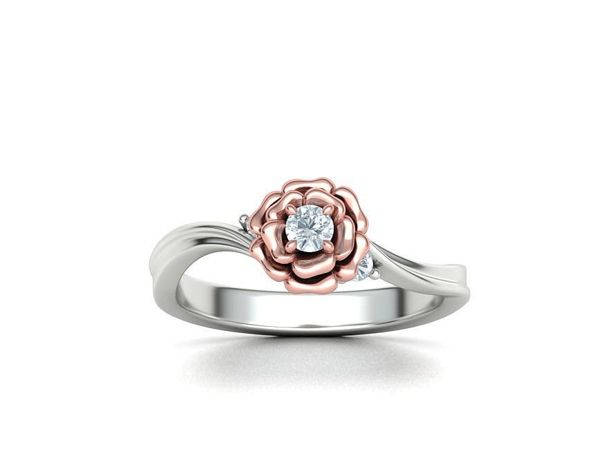 Own Design Solitaire Rose ring 3dmodel with 3mm stone 3D print model_4