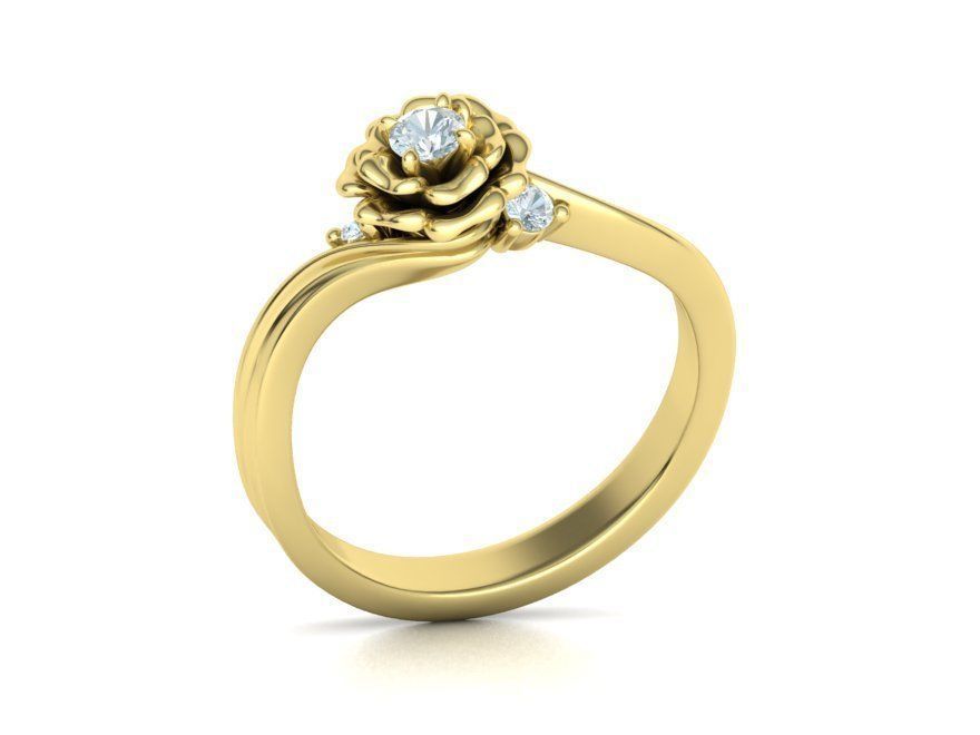 Own Design Solitaire Rose ring 3dmodel with 3mm stone 3D print model_10