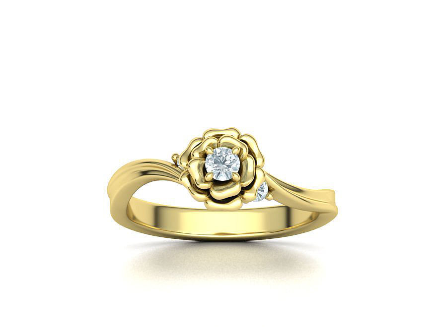 Own Design Solitaire Rose ring 3dmodel with 3mm stone 3D print model_6